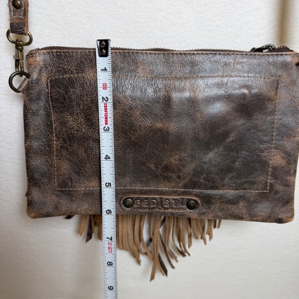 BED|STU Silverrock Crossbody Bag Distressed Brown Genuine Leather Fringe EUC - Picture 13 of 13